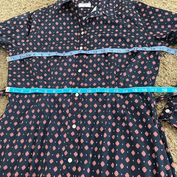 UNTUCKit Dark Blue and Coral Dot Long Sleeve Dress - Picture 6 of 7